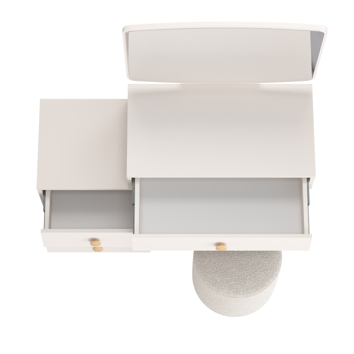 Афина Спальня 4-25901М1к.с. Трюмо + Банкетка 6-5137ТКШсв.серый Марта, цвет кашемир серый/ткань светло-серая, ШхГхВ 105х38,6х129 + 36х36х46 см, ун. сб.