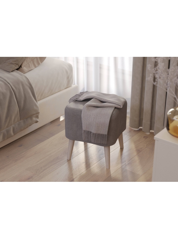 Банкетка 6-5133ТКВсерый Куби, цвет ткань серая, ШхГхВ 41х41х45 см.(квадратная банкетка на четырёх ножках), цвет ножек: иней