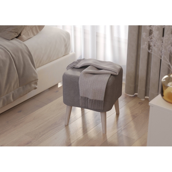 Банкетка 6-5133ТКВсерый Куби, цвет ткань серая, ШхГхВ 41х41х45 см.(квадратная банкетка на четырёх ножках), цвет ножек: иней