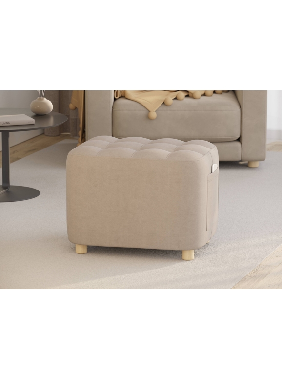 Банкетка 6-5127ТКВбеж Вики, цвет ткань бежевая, ШхГхВ 53х40х46 см.(прямоугольная тканевая банкетка на четырёх ножках)