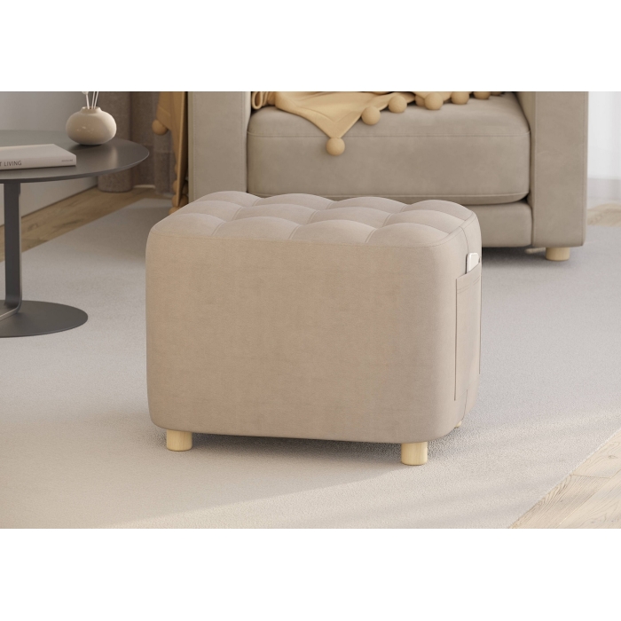 Банкетка 6-5127ТКВбеж Вики, цвет ткань бежевая, ШхГхВ 53х40х46 см.(прямоугольная тканевая банкетка на четырёх ножках)