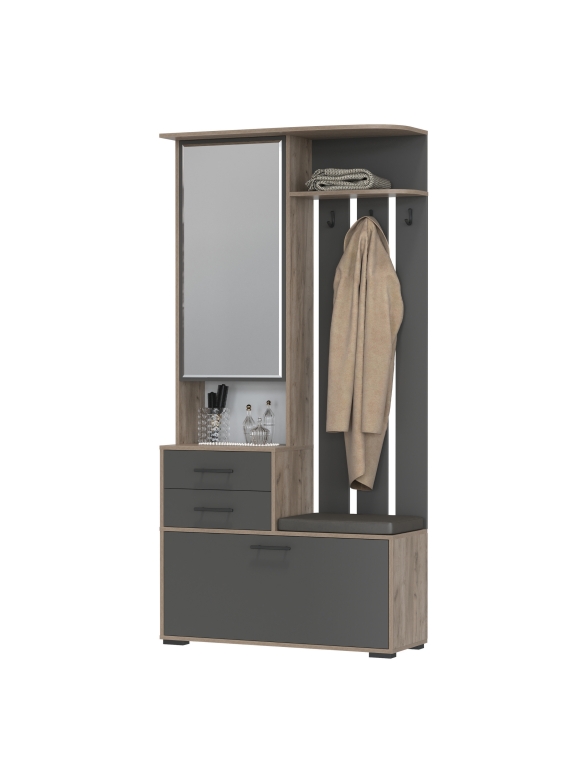 Прихожая Domino - Шкаф с вешалкой, цвет дуб крафт табачный/графит