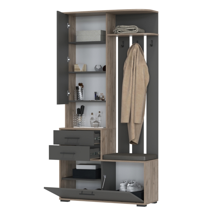 Прихожая Domino - Шкаф с вешалкой, цвет дуб крафт табачный/графит