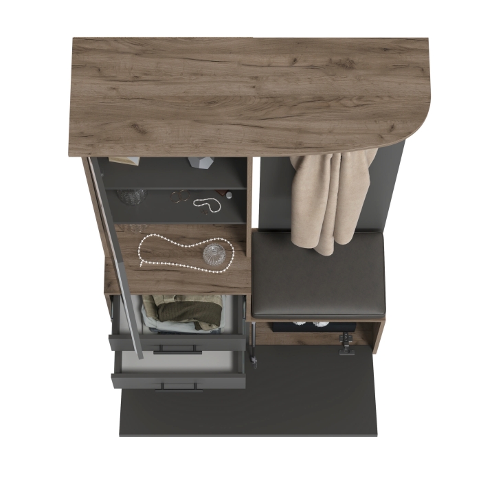 Прихожая Domino - Шкаф с вешалкой, цвет дуб крафт табачный/графит