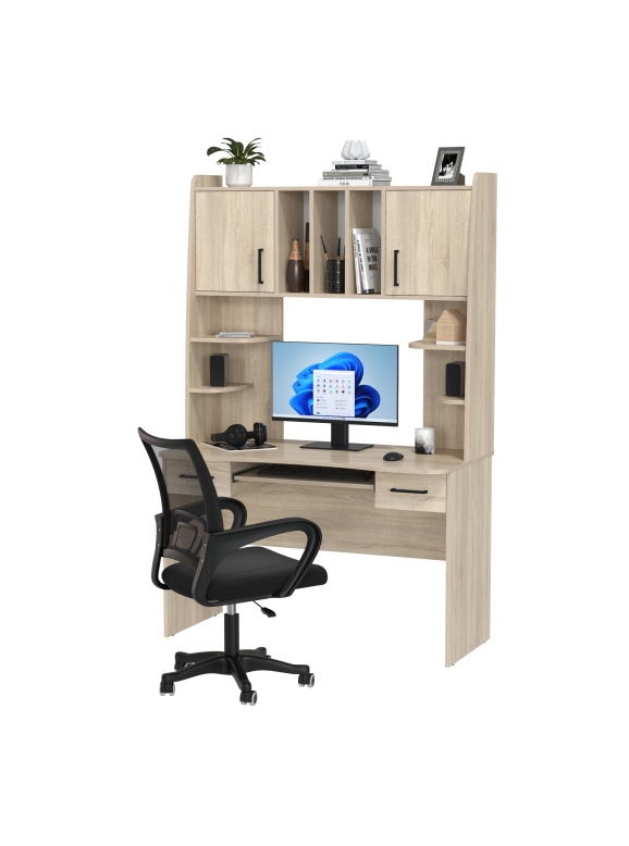 Стол 6-0604 Бета + кресло 103 чёрное, цвет дуб сонома, ШхГхВ 120х60,5х183,5 см.