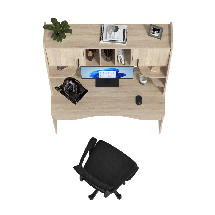 Стол 6-0604 Бета + кресло 103 чёрное, цвет дуб сонома, ШхГхВ 120х60,5х183,5 см.