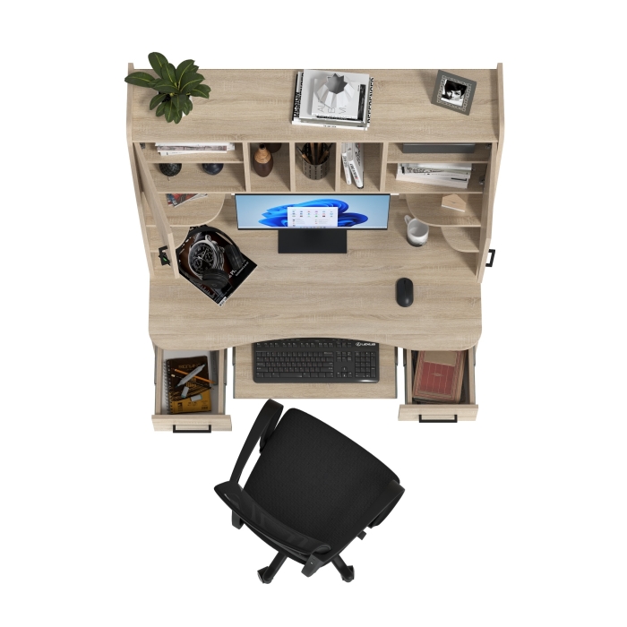 Стол 6-0604 Бета + кресло 103 чёрное, цвет дуб сонома, ШхГхВ 120х60,5х183,5 см.