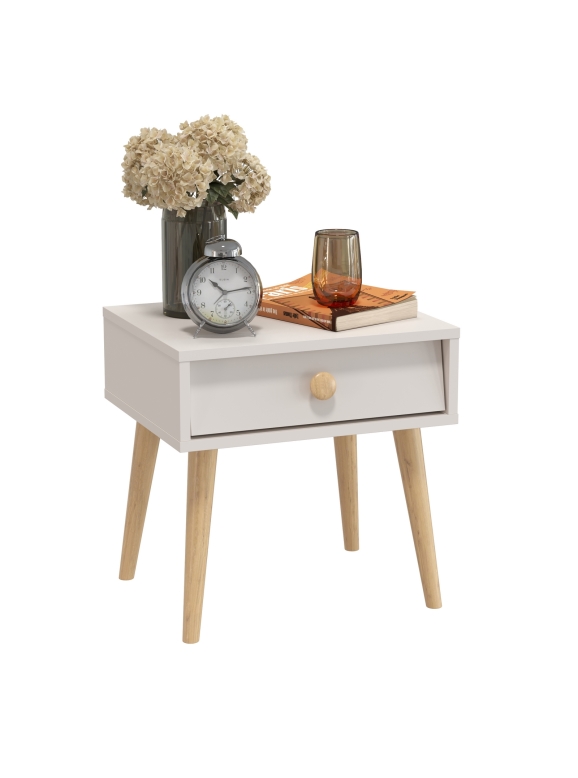 Афина Спальня 4-09901М1к.с. Тумба прикроватная, цвет кашемир серый, ШхГхВ 45х37х45 см., цвет ножек: тик