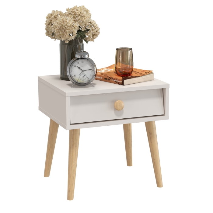 Афина Спальня 4-09901М1к.с. Тумба прикроватная, цвет кашемир серый, ШхГхВ 45х37х45 см., цвет ножек: тик