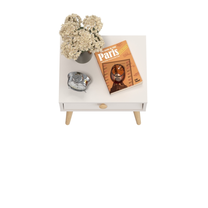 Афина Спальня 4-09901М1к.с. Тумба прикроватная, цвет кашемир серый, ШхГхВ 45х37х45 см., цвет ножек: тик