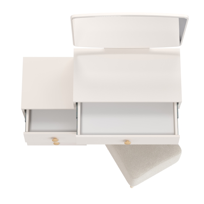 Афина Спальня 4-25901М1к.с. Трюмо + Банкетка 6-5133ТКВмол Куби, цвет кашемир серый/ткань молоко, ШхГхВ 105х38,6х129 + 41х41х45 см., универс. сб.