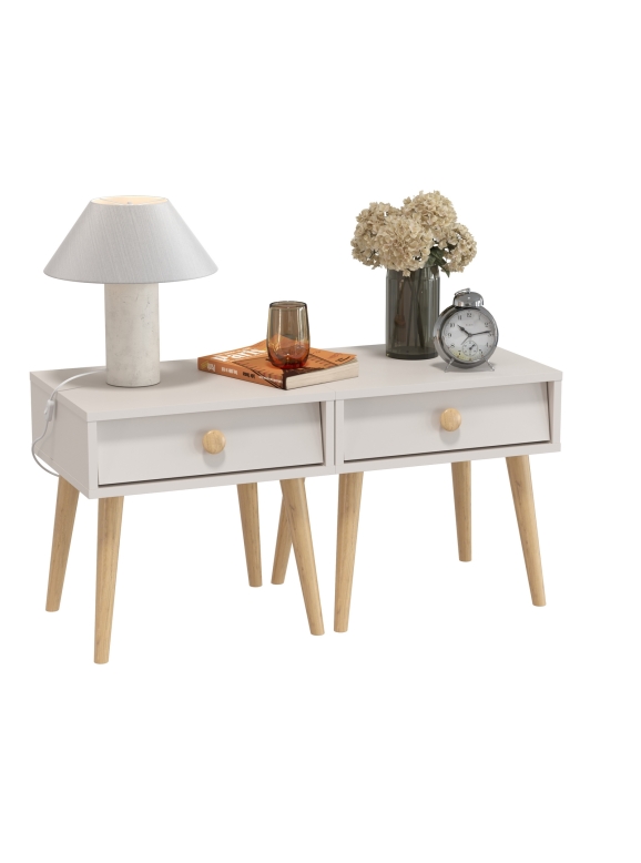 Афина Спальня Тумба прикроватная х 2, цвет кашемир серый, ШхГхВ 2х45х37х45 см.