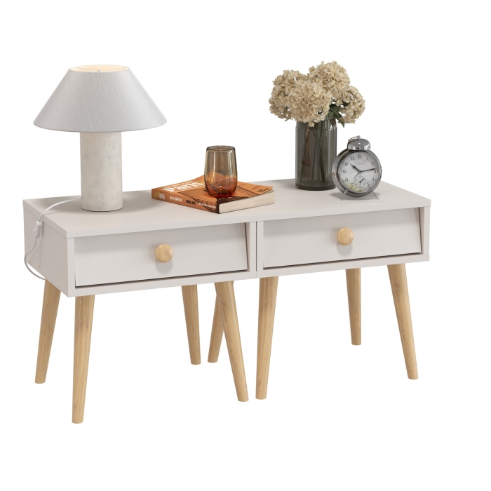 Афина Спальня Тумба прикроватная х 2, цвет кашемир серый, ШхГхВ 2х45х37х45 см.