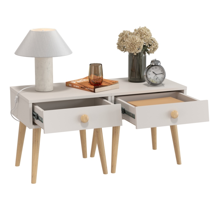 Афина Спальня Тумба прикроватная х 2, цвет кашемир серый, ШхГхВ 2х45х37х45 см.