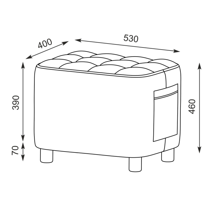 Банкетка 6-5127ТКВорех Вики, цвет ткань орех, ШхГхВ 53х40х46 см.(прямоугольная тканевая банкетка на четырёх ножках)