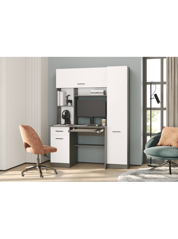 Стол рабочий 6-0603Мграф/бел Альфа, цвет графит/белый, ШхГхВ 137х61х181 см., универсальная сборка