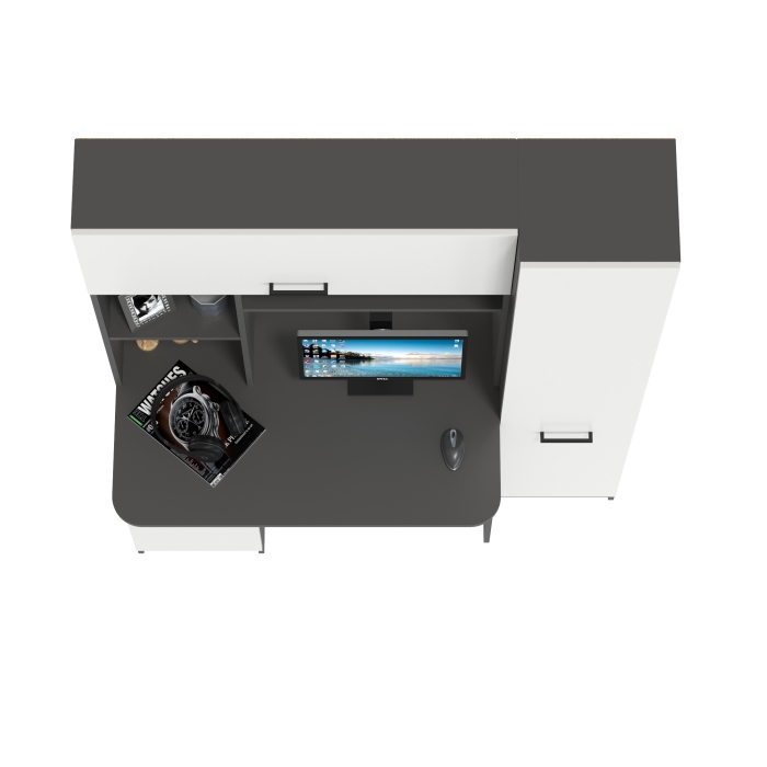 Стол рабочий 6-0603Мграф/бел Альфа, цвет графит/белый, ШхГхВ 137х61х181 см., универсальная сборка