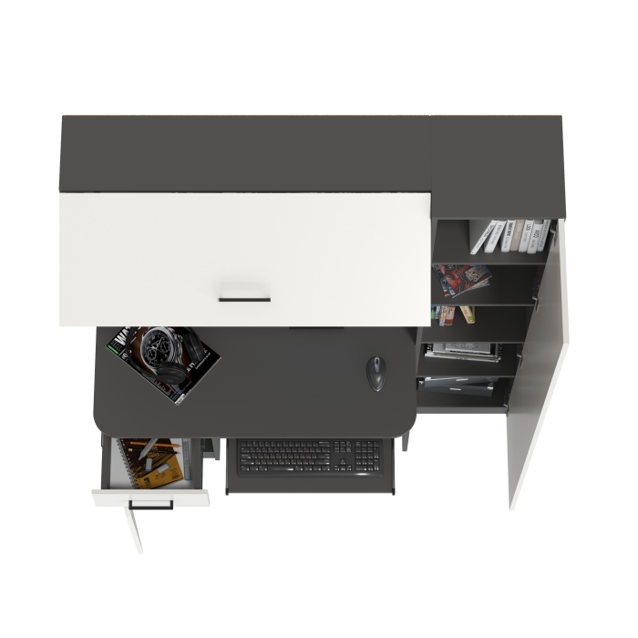 Стол рабочий 6-0603Мграф/бел Альфа, цвет графит/белый, ШхГхВ 137х61х181 см., универсальная сборка