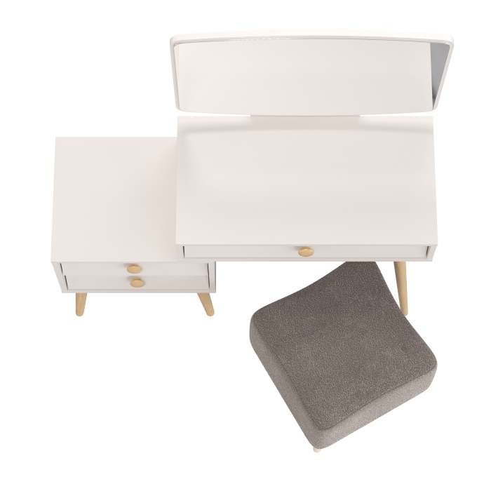 Афина Спальня 4-25901М1к.с. Трюмо + Банкетка 6-5133ТКВсерый Куби, цвет кашемир серый/ткань серая, ШхГхВ 105х38,6х129 + 41х41х45 см., универс. сб.