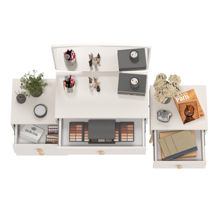 Афина Спальня Трюмо + Тумба прикроватная, цвет кашемир серый, ШхГхВ 105х38,6х129 + 45х37х45 см., универсальная сборка