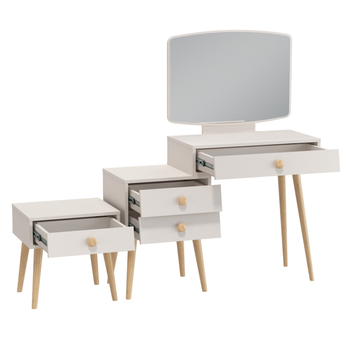 Афина Спальня Трюмо + Тумба прикроватная, цвет кашемир серый, ШхГхВ 105х38,6х129 + 45х37х45 см., универсальная сборка