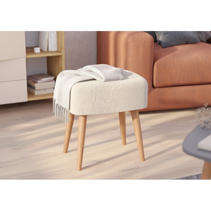 Банкетка 6-5135ТКШбеж Полли, цвет ткань бежевая, ШхГхВ 44х34х45 см.(прямоугольная банкетка на четырёх ножках), цвет ножек: тик