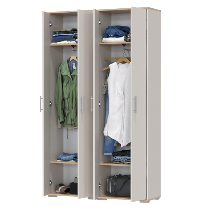 Два шкафа для одежды Домино 2-3430дкз/к.с, цвет дуб крафт золотой/кашемир серый, ШхГхВ 120х36х202 см.