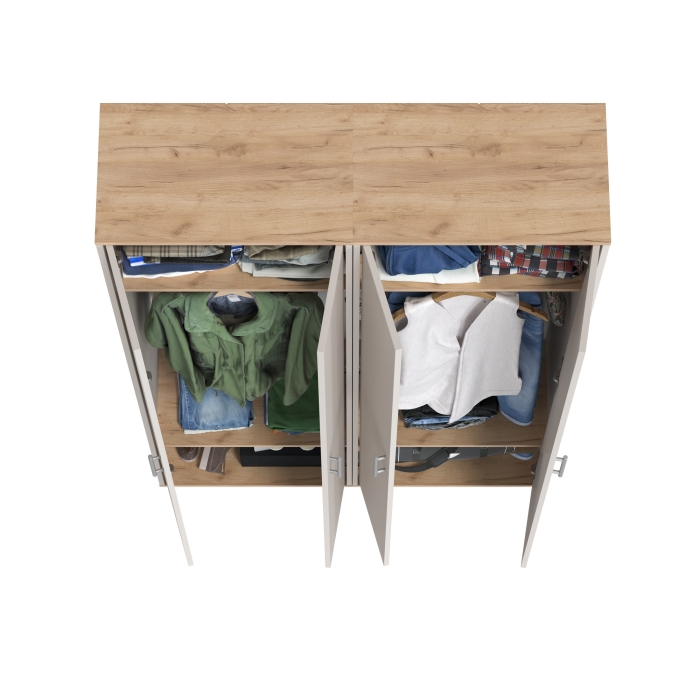 Два шкафа для одежды Домино 2-3430дкз/к.с, цвет дуб крафт золотой/кашемир серый, ШхГхВ 120х36х202 см.