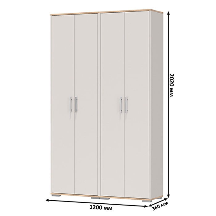 Два шкафа для одежды Домино 2-3430дкз/к.с, цвет дуб крафт золотой/кашемир серый, ШхГхВ 120х36х202 см.