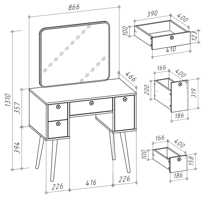 Трюмо Catania цвет графит