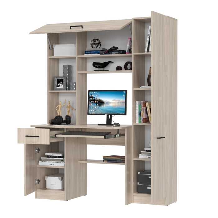 Стол рабочий 6-0603ТМяс.св Альфа, цвет ясень шимо светлый, ШхГхВ 137х61х181 см., универсальная сборка