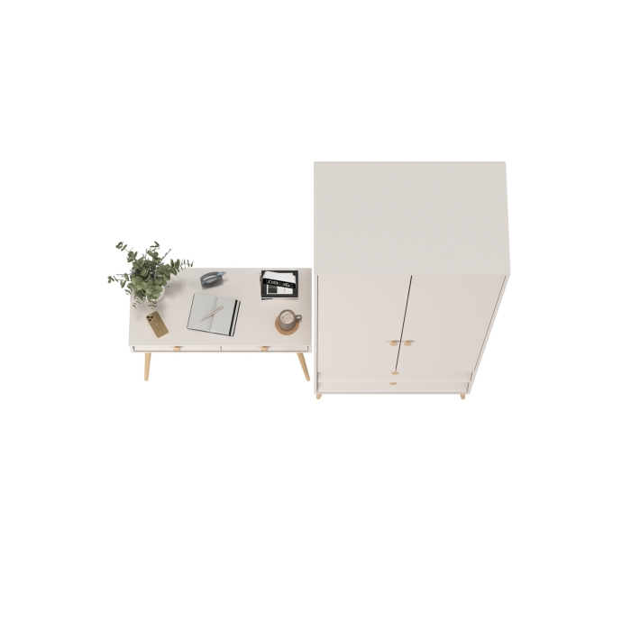 Афина Спальня Шкаф 2-х дверный + Стол, цвет кашемир серый, ШхГхВ 90,3х56,3х220 + 100х45х76 см., универсальная сборка