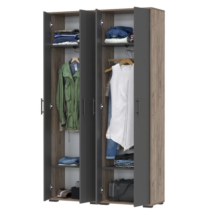 Два шкафа для одежды Домино 2-3430дкт/граф цвет дуб крафт табачный/графит, ШхГхВ 120х36х202 см.