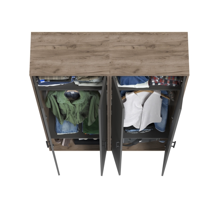 Два шкафа для одежды Домино 2-3430дкт/граф цвет дуб крафт табачный/графит, ШхГхВ 120х36х202 см.