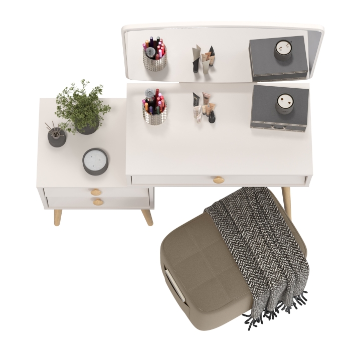 Афина Спальня 4-25901М1к.с. Трюмо + Банкетка 6-5127ТКВорех Вики, цвет кашемир серый/ткань орех, ШхГхВ 105х38,6х129 + 53х40х46 см., универс. сб.