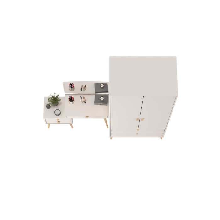 Афина Спальня Шкаф 2-х дверный + Трюмо, цвет кашемир серый, ШхГхВ 90,3х56,3х220 + 105х38,6х129 см., универсальная сборка