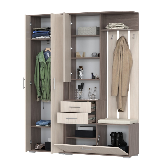 Прихожая Domino - Комплект для прихожей, цвет бодега тёмный/бодега светлый