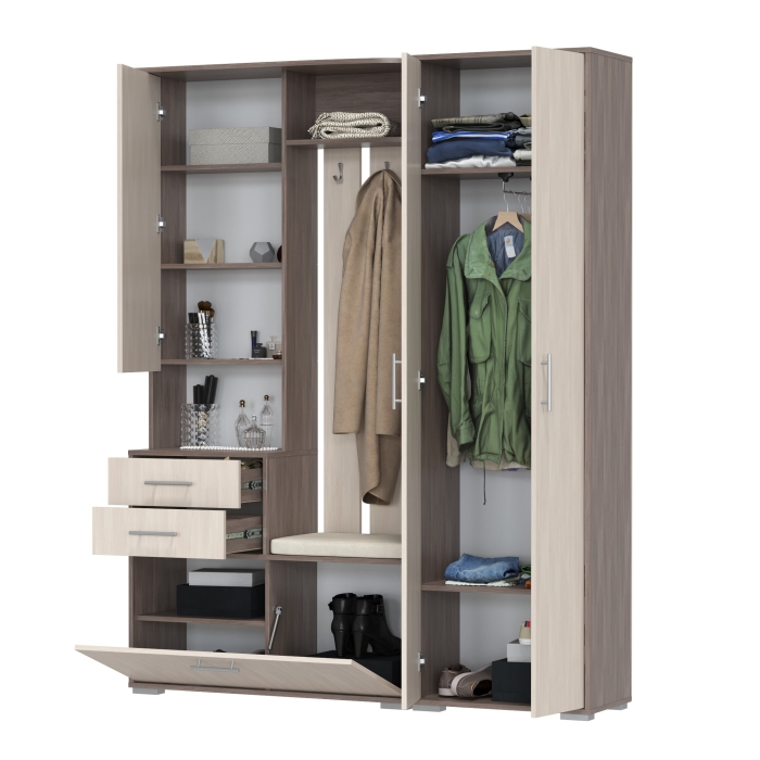 Прихожая Domino - Комплект для прихожей, цвет бодега тёмный/бодега светлый