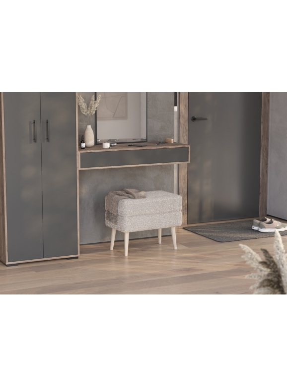 Банкетка 6-5138ТКШсв.серый Тифани, цвет ткань светло-серая, ШхГхВ 55х33х46 см.(прямоугольная банкетка на четырёх ножках), цвет ножек: иней