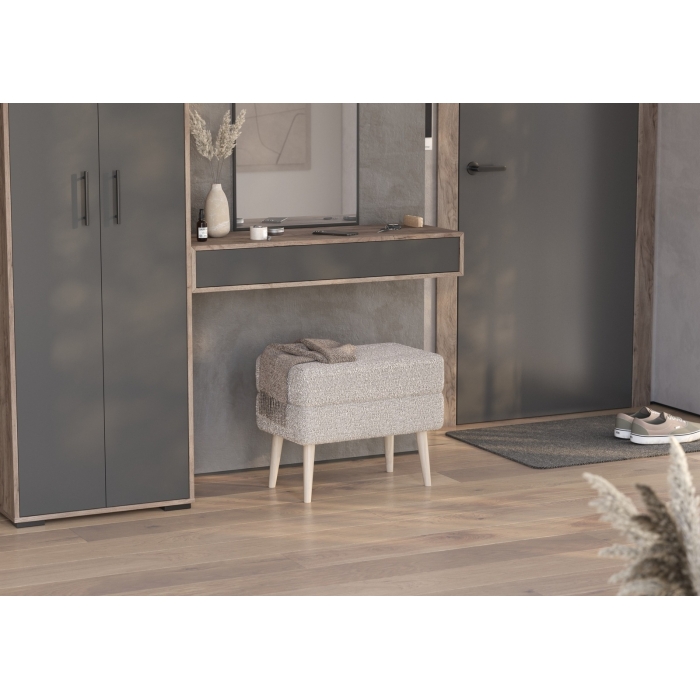 Банкетка 6-5138ТКШсв.серый Тифани, цвет ткань светло-серая, ШхГхВ 55х33х46 см.(прямоугольная банкетка на четырёх ножках), цвет ножек: иней