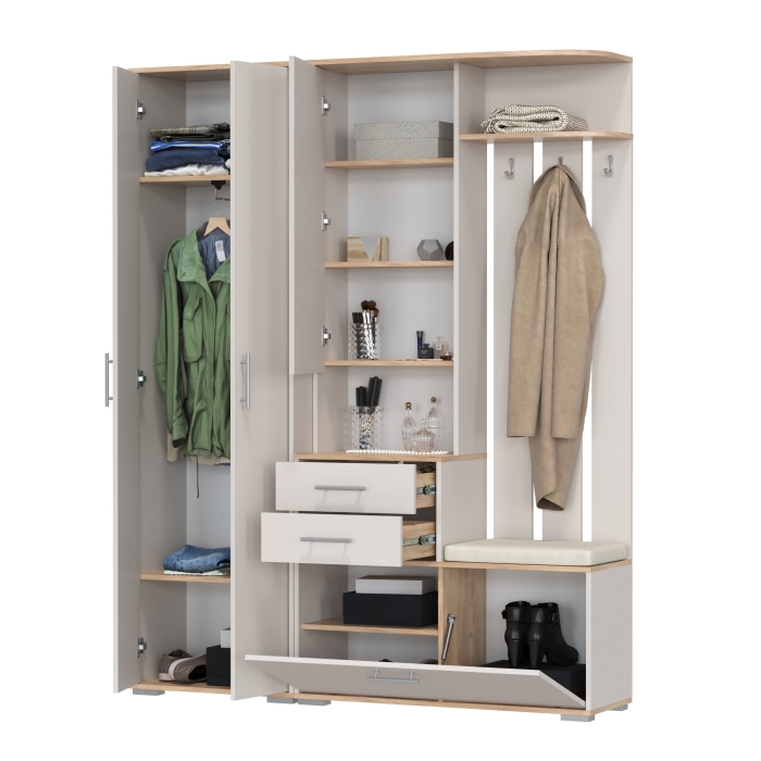 Прихожая Domino - Комплект для прихожей, цвет дуб крафт золотой/кашемир серый