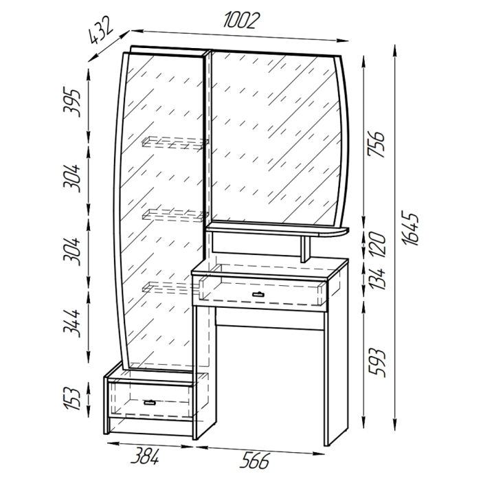 Трюмо Sicilia цвет дуб крафт серый/скандинавское дерево белое