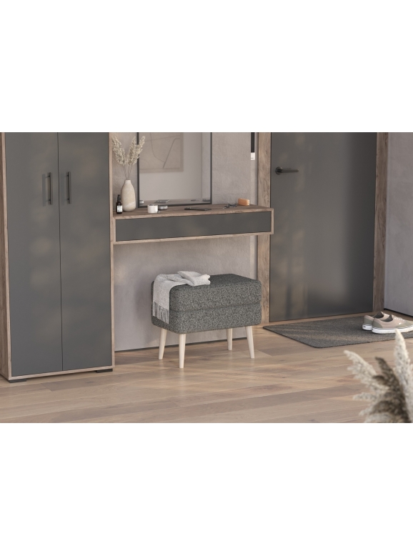 Банкетка 6-5138ТКШтем.серый Тифани, цвет ткань тёмно-серая, ШхГхВ 55х33х46 см.(прямоугольная банкетка на четырёх ножках), цвет ножек: иней