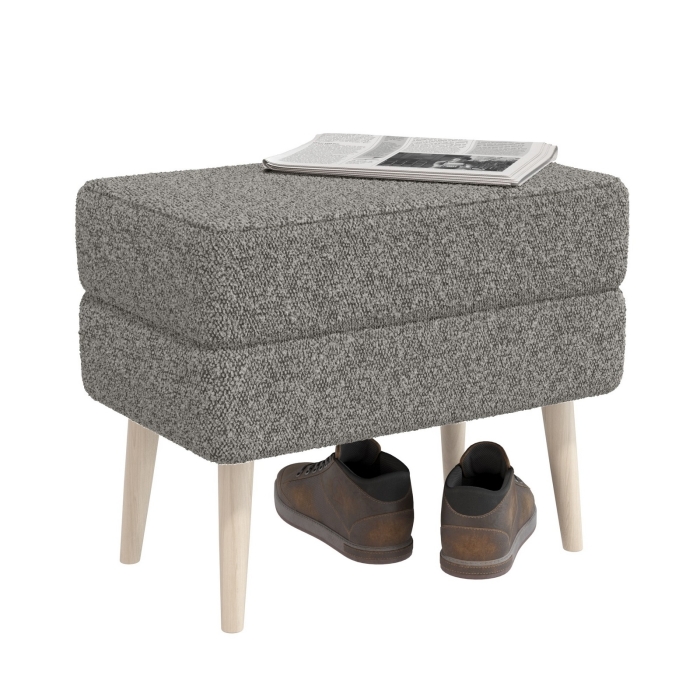 Банкетка 6-5138ТКШтем.серый Тифани, цвет ткань тёмно-серая, ШхГхВ 55х33х46 см.(прямоугольная банкетка на четырёх ножках), цвет ножек: иней