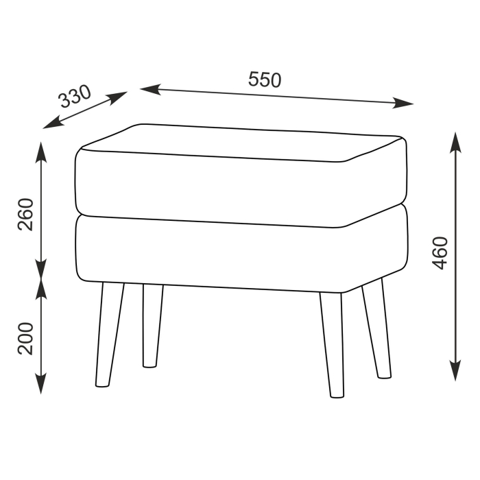 Банкетка 6-5138ТКШтем.серый Тифани, цвет ткань тёмно-серая, ШхГхВ 55х33х46 см.(прямоугольная банкетка на четырёх ножках), цвет ножек: иней