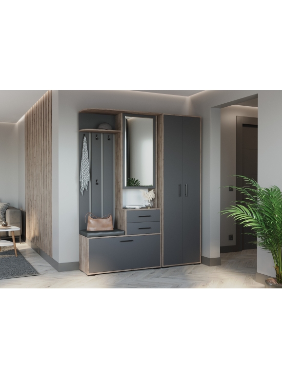 Прихожая Domino - Комплект для прихожей, цвет дуб крафт табачный/графит