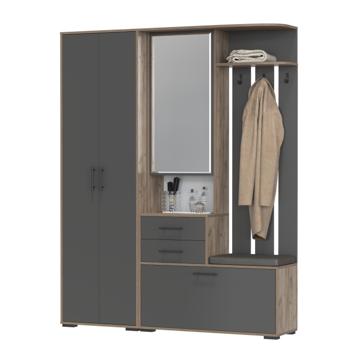 Прихожая Domino - Комплект для прихожей, цвет дуб крафт табачный/графит