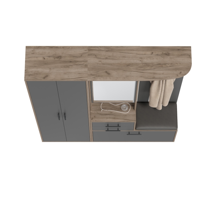 Прихожая Domino - Комплект для прихожей, цвет дуб крафт табачный/графит