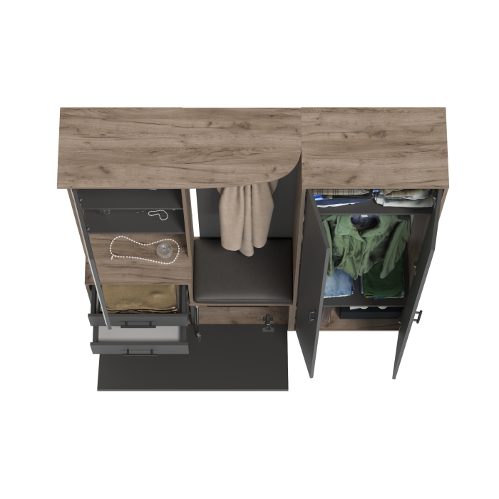 Прихожая Domino - Комплект для прихожей, цвет дуб крафт табачный/графит