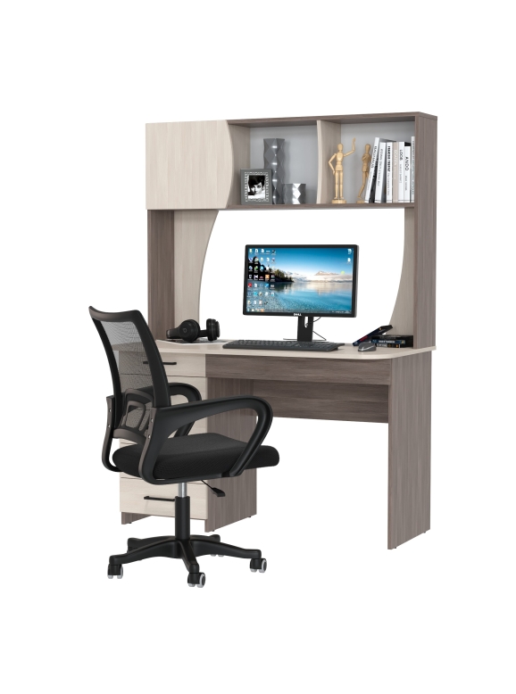 Стол 6-0606 Сигма + кресло 103 чёрное, цвет бодега тёмный/бодега светлый, ШхГхВ 120,5х60,5х166 см., НЕ универсальная сборка